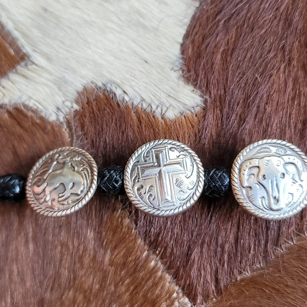 Concho western Bracelet Skull Cross Cowboy leather